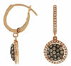 .84CT WHITE & CHOCOLATE FANCY DIAMOND 14K ROSE GOLD CLUSTER FLOWER HALO EARRINGS
