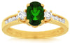 1.35CT DIAMOND & AAA GREEN GARNET 14KT YELLOW GOLD OVAL & ROUND ANNIVERSARY RING