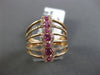 ESTATE WIDE .67CT DIAMOND & AAA PINK SAPPHIRE 14KT ROSE GOLD MULTI ROW WAVE RING