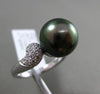 ESTATE .26CT DIAMOND 14KT WHITE GOLD 3D AAA TAHITIAN PEARL PAVE SOLITAIRE RING