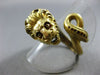 ANTIQUE LARGE 14KT YELLOW GOLD 3D HANDCRAFTED RED ENAMEL SNAKE LION FUN RING