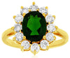 3.05CT DIAMOND & AAA GREEN GARNET 14KT YELLOW GOLD OVAL & ROUND FLOWER LOVE RING