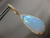 LARGE 23.35CT DIAMOND & AAA OPAL 14K YELLOW GOLD TEAR DROP HALO HANGING EARRINGS