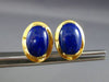 ESTATE LARGE AAA LAPIS 14KT YELLOW GOLD 3D CLASSIC OVAL CLIP ON EARRINGS #25816