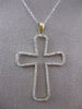 ESTATE LARGE .40CT ROUND DIAMOND 14KT TWO TONE GOLD OPEN CROSS FLOATING PENDANT