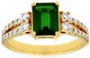 2.25CT DIAMOND & AAA GREEN GARNET 14KT YELLOW GOLD EMERALD CUT ENGAGEMENT RING