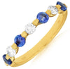 1.18CT DIAMOND & AAA TANZANITE 14K YELLOW GOLD 3D ROUND 7 STONE ANNIVERSARY RING