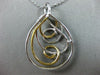 ESTATE LARGE 1.37CT DIAMOND 18KT 2 TONE GOLD TEAR DROP INTERTWINING FUN PENDANT