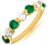 1.45CT DIAMOND & AAA EMERALD 14KT YELLOW GOLD 3D 7 STONE ROUND ANNIVERSARY RING