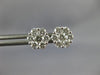 ESTATE .94CT DIAMOND 18KT WHITE GOLD 3D 8mm CLASSIC CLUSTER FLOWER STUD EARRINGS