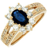 1.84CT DIAMOND AAA SAPPHIRE 14KT YELLOW GOLD OVAL & ROUND FLOWER ENGAGEMENT RING