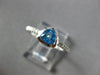 ESTATE .65CT DIAMOND & AAA TRILLION CUT BLUE TOPAZ 14K WHITE GOLD BEZEL FUN RING