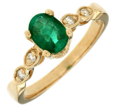 .88CT DIAMOND AAA EMERALD 14KT YELLOW GOLD OVAL & ROUND FILIGREE FRIENDSHIP RING