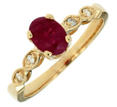 .98CT DIAMOND & AAA RUBY 14KT YELLOW GOLD OVAL & ROUND FILIGREE FRIENDSHIP RING