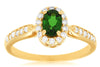 .71CT DIAMOND & AAA GREEN GARNET 14KT YELLOW GOLD OVAL & ROUND ENGAGEMENT RING