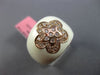 ESTATE WIDE .20CT DIAMOND 14KT ROSE GOLD 3D WHITE ENAMEL FLOWER ETOILE RING 15mm