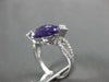 ESTATE LARGE 6.31CT DIAMOND & AMETHYST 14KT WHITE GOLD PEAR SHAPE FILIGREE RING