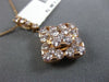 ESTATE LARGE 2.0CT PINK DIAMOND 14K ROSE GOLD 3D SQUARE FLOWER FLOATING PENDANT