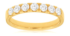 .75CT DIAMOND 14KT YELLOW GOLD 3D CLASSIC 7 STONE ROUND WEDDING ANNIVERSARY RING