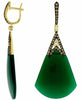 .83CT WHITE & MOCHA DIAMOND & AAA GREEN AGATE 14K YELLOW GOLD TEAR DROP EARRINGS