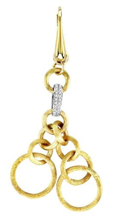 ESTATE .25CT DIAMOND 18K WHITE & YELLOW GOLD MULTI CIRCULAR CHANDELIER EARRINGS