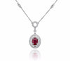 ESTATE 1.19CT DIAMOND & AAA RUBY 18KT WHITE GOLD 3D OVAL LARIAT LOVE NECKLACE