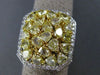 ESTATE MASSIVE 5.43CT WHITE FANCY YELLOW DIAMOND 18KT GOLD OCTAGON COCKTAIL RING
