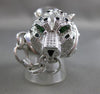 ESTATE MASSIVE 2.58CT DIAMOND & EMERALD 18KT WHITE GOLD 3D FIERCE TIGER FUN RING