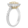 ESTATE .98CT WHITE & FANCY YELLOW DIAMOND 14K WHITE GOLD SQUARE ANNIVERSARY RING