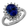 ESTATE WIDE 3.55CT DIAMOND & AAA TANZANITE 14KT WHITE GOLD HALO ENGAGEMENT RING