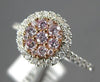 ESTATE 1.50CT WHITE & PINK DIAMOND 14KT WHITE & ROSE GOLD CLUSTER ROUND FUN RING