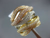 ESTATE EXTRA LARGE 1.89CT DIAMOND 18KT TRI COLOR GOLD MULTI ROW MULTI WAVE RING