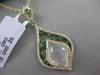 ESTATE 3.13CT DIAMOND & EMERALD & AGATE 14K YELLOW GOLD 3D FLOATING PENDANT