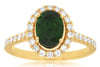 1.80CT DIAMOND & AAA GREEN GARNET 14KT YELLOW GOLD OVAL & ROUND ENGAGEMENT RING