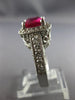 ESTATE LARGE 4.54CT DIAMOND & AAA RUBY 14KT WHITE GOLD 3D ENGAGEMENT RING #26407