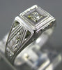 ANTIQUE .05CT OLD MINE DIAMOND 14KT WHITE GOLD 3D CLASSIC ENGAGEMENT PINKY RING