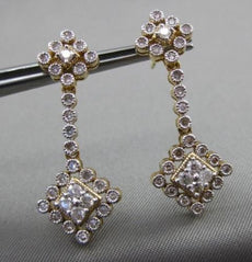 ESTATE .75CT DIAMOND 14KT WHITE & YELLOW GOLD FILIGREE MILGRAIN HANGING EARRINGS