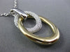 LARGE .38CT DIAMOND 18K WHITE & YELLOW GOLD OVAL LINK INFINITY LOVE KNOT PENDANT