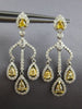 ESTATE 1.88CT WHITE & FANCY YELLOW DIAMOND 18KT 2 TONE GOLD 3D HANGING EARRINGS