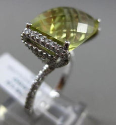 ESTATE LARGE 8.04CT DIAMOND & AAA GREEN AMETHYST 14K WHITE GOLD 3D FILIGREE RING