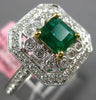 ESTATE 1.30CT DIAMOND & AAA EMERALD 18KT 2 TONE GOLD 3D FILIGREE ENGAGEMENT RING