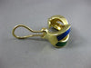 ESTATE 18KT YELLOW GOLD 3D BLUE & GREEN ENAMEL INFINITY CLIP ON EARRINGS #24673
