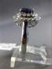 ESTATE WIDE 2.53CT DIAMOND & SAPPHIRE 18K WHITE GOLD DOUBLE HALO ENGAGEMENT RING