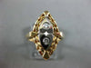 ANTIQUE .14CT DIAMOND 14K WHITE & YELLOW GOLD CLASSIC HEART FILIGREE RING #21032