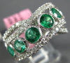 ESTATE LARGE 1.96CT DIAMOND & AAA EMERALD 18K WHITE GOLD CRISS CROSS LOVE RING