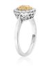 ESTATE .67CT WHITE & FANCY YELLOW DIAMOND 18KT 2 TONE GOLD HALO ENGAGEMENT RING