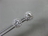 ESTATE .65CT DIAMOND 14KT WHITE GOLD ROUND CLASSIC SOLITAIRE HALO STUD EARRINGS