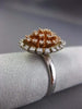 ESTATE WIDE .75CT DIAMOND 14KT WHITE & ROSE GOLD 3D OVAL FLOWER FUN RING FG VSSI