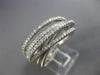 ESTATE WIDE .97CT DIAMOND 14KT WHITE GOLD 3D MULTI ROW CRISS CROSS FLEXIBLE RING