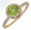 ESTATE 1.11CT DIAMOND & AAA PERIDOT 14K ROSE GOLD 3D ROUND CLASSIC HALO FUN RING